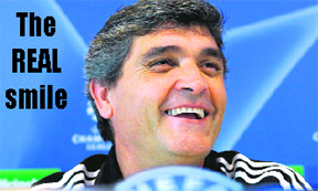 Real Madrids coach Juande Ramos smiles during a press conference in Madrid , on Tuesday, on the eve of the Champions League football match against Liverpool.