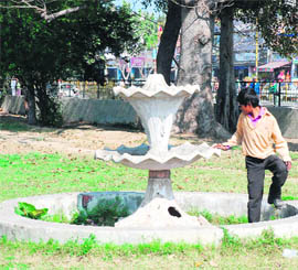 A fountain in Karan Park, Karnal, tells a story of neglect.