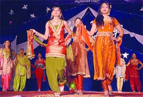Fashion On A Voyage: Students of BD Arya Girls College walk the ramp during a show Fashion Voyage in Jalandhar cantonment on Wednesday evening