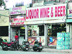 A liquor shop, which is being run in violation of rules in Industrial Area II in Chandigarh.