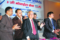 Chief secretary Indu kumar Pandey inaugurates the 3G mobile services in Dehradun on Friday.