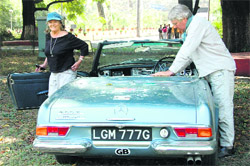 Participants with their vintage Mercedes car in Dehradun on Friday.