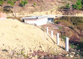 A view of the place where work is on to construct an LPG godown at Lohana village, near Palampur