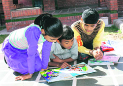 Children at a school in SOS village in Rajpura.