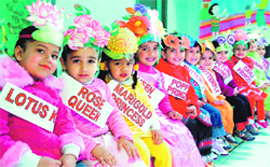 Kids decked up at a flower show at Lovely Lotus School in Ludhiana