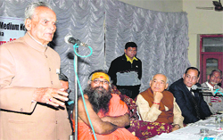 Bhairon Singh Shekhavat addresses mediapersons in Haridwar 