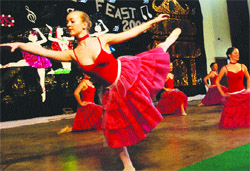 French  dancers perform at HMV College in Jalandhar.