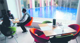 The coffee shop at Taj