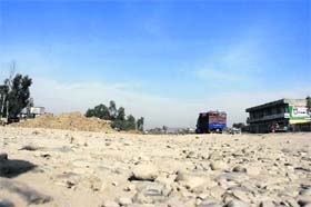 The damaged national highway near Jammu bypass