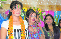 Participants at A cultural programme "Holi ke Rang" organised by the Aastha Ladies Club in Ludhiana on Thursday.