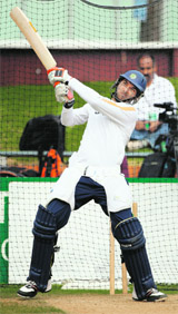 Yuvraj Singh bats in the nets during Indias training session before the second one-day cricket match in Wellington on Thursday.