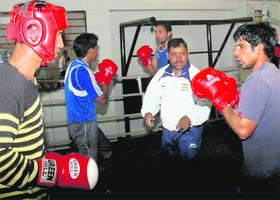 Chandigarh India team boxers sweat it out during a practice camp at the Sector 42 Sports Complex