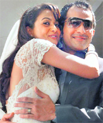 Actor Amrita Arora with husband Shakeel Ladhak 