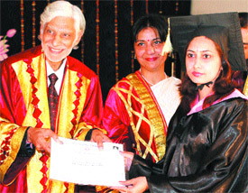 A passout of BD Arya Girls College gets a degree in Jalandhar on Saturday.