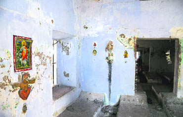 A dormitory cell with cement slabs that served as
