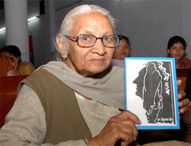 Dr Kirpal Kaur shows a copy of her new book Main ton main tak at the Teachers Home in Bathinda on Sunday.