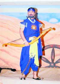 Rohit Kaushik plays Karna during the record-breaking feat of staging Chhata Pandav in Fatehabad