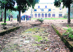A view of the fountains dug up opposite the summer palace of Maharaja Ranjit Singh in the Ram Bagh complex in Amritsar on Sunday.