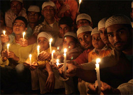 Muslims pray in Bathinda on the occasion of Eid-e-Milad-un-Nabi, the birthday of Prophet Mohammad, on Tuesday.