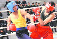   Boxers at the Inter-Section Boxing Championship at RIMC in Dehradun on Tuesday.