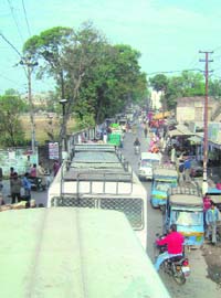 Such traffic jams are common in Kangra town. Encroachments and wrong parking have added to the woes of residents.