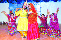 Students of Innocent Hearts College of Education perform a dance item during Triveni-2009 in Jalandhar