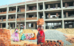 Construction work in progress for a Vidya school building in Gurgaon.