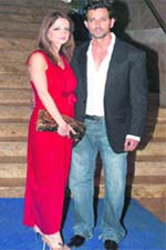 Bollywood actor Hrithik Roshan with wife Suzanne Roshan during the function of Holi at Grand Hyatt, in Mumbai
