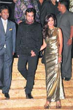 Actor Shilpa Shetty with businessman Raj Kundra at Grand Hyatt in Mumbai