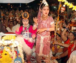 Child artistes participate in Shyam Basant Mahotsav in Gurgaon on Friday