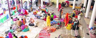 Pilgrims from Punjab at Guru Ram Rai Darbar  in Dehradun on Friday.