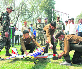 cadets with their aerodynamic models at the at RIMC Foundation Day celebrations in Dehradun on Friday