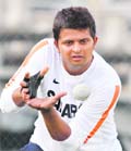 Suresh Raina takes part in catching practice ahead of their final one-day international in Auckland