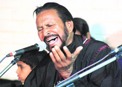 Sufi singer Barkat Sidhu performs during a national seminar on Sufism at Punjabi Bhawan in Ludhiana.