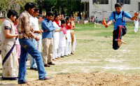 An event in progress during the 41st Annual Athletic Meet of the DAV College of Education in Abohar on Sunday.