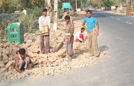 Widening of the district collectorate road in Hanumangarh goes unchecked on Monday