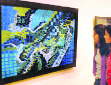 A creation of Vishwesh Sant at a painting exhibition in Gurgaon.