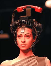 A model presents a creation by designer Nitin Bal Chauhan during the Wills India Fashion Week (WIFW) in New Delhi