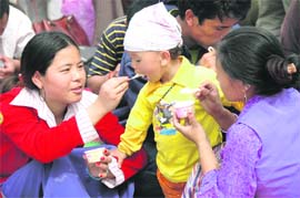 With the mercury rising, ice-cream provides the much-needed relief to a child in Dehradun on Thursday. 