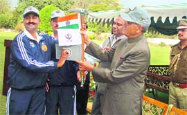 Governor BL Joshi flags-off the expedition in Dehradun on Thursday. 