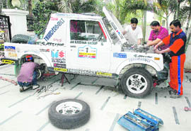 Service team prepares a gypsy