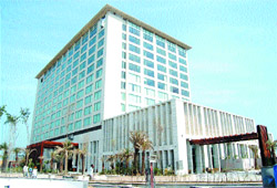 A view of five-star hotel Ista, which will be inaugurated in Amritsar on Saturday.