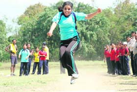 The long jump event in progress at the FRI annual sports meet in Dehradun