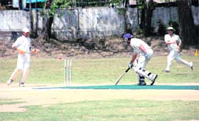 Doon Tiger Academy batsmen steal a run at the 2nd Uttarakhand Cup at Ranger Ground, Dehradun
