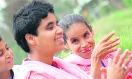Special children enjoying themselves during Fun games and special smiles organised in Jammu on Sunday. 