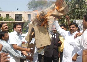 Residents protest against demolition near Iffco Chowk in Gurgaon