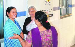 Patients outside the TB Clinic in Doon Hospital, Dehradun. 