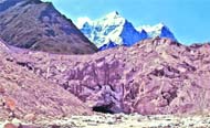 The receding Gangotri at Gaumukh in Uttarkashi