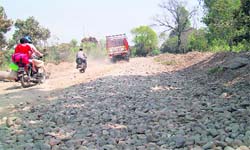 STONE AGE: The Landoura-Manglore road is all stones, no tarmac