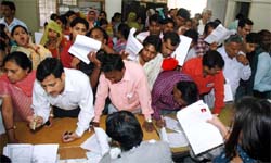 The huge rush at the election commission office in Gurgaon for voter registration